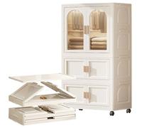 Portable Folding Closet Wardrobe with Hanging Rod and Magnetic Door, Includes Hangers and Folding Boxes for Clothes Organization and Storage