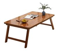 Portable Folding Coffee Table - Small Wooden Bedside Table Height 30cm Ideal Picnic Table Sturdy Solid Wood Legs Brown Color Size 60x40x30cm