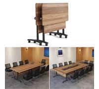 Portable Folding Conference Table Set, 2-Pack with Storage Space, Modular Workstation, 360° Mobile Wheels, Metal Legs for Office Quick Set Up and Easy Mobility, 55"x23.6"x29.5"