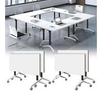 Portable Folding Conference Table Set - 4 Modular Tables with Locking Wheels Flip Top Design 330lbs Capacity Perfect for Office/Classroom Events 47"x20"x30"