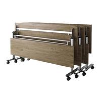 Portable Folding Conference Table with Flip Top - Movable Office Desk & Compact Comter Workstation on Wheels for Business Training Room & Classroom Meetings