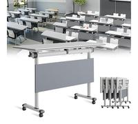 Portable Folding Conference Table with Mobile Quiet Wheels for SpaceSaving Office Meeting & Event SolutionsLightweight Easy Storage Versatile Design