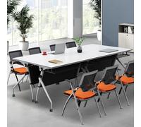 Portable Folding Conference Table with Silent Wheels Modern Rectangular Meeting Desk for Home Office Training EventsVersatile SpaceSaving Design