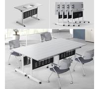 Portable Folding Conference Table with Wheels - 4.6FT Collapsible Seminar Table for Meetings, Events & Outdoor Use - Easy Mobility & Storage