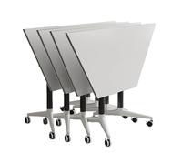 Portable Folding Conference Table with Wheels - Flip Top Meeting & Training Table for Office Classroom and Conference Room - Space-Saving Design (Set of 9)