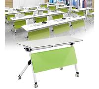 Portable Folding Conference Table with WheelsCollapsible SpaceSaving Desk for Office Classroom & HomeEasy to Move Versatile Durable Design