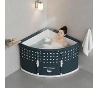 Portable Folding Corner Bathtubs for Adults, Fan-Shaped Large Collapsible Bath Tub, Freestanding Soaking Bathtub for Camping and Home Use Green