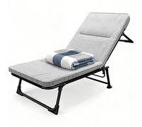 Portable Folding Cot with Mattress, Double Layer Oxford Fabric, Sturdy Steel Frame, Non-slip Floor Mats, Ideal for Outdoor Travel and Napping