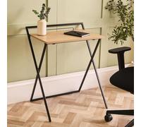 Portable Folding Cuter Desk - Mini Camping Table for Indoor/Outdoor Use Wooden Top with Stand Ideal for Coffee Tea Drinks (Black A)