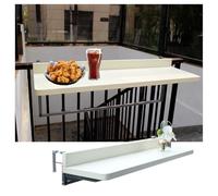Portable Folding Deck Table - Adjustable Outdoor Side Table for Balcony & Garden - Aluminum Hanging Railing Bar Table, 47.2x11in, White, Perfect for Patio & Porch Use