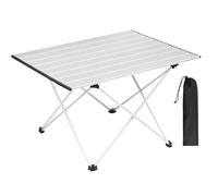 Portable Folding Dining Table - Lightweight Expandable Outdoor Table Adjustable Height Space-Saving Design Easy Storage for Picnic Camping & Travel Aluminum Construction.