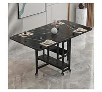 Portable Folding Dining Table on Wheels for 2-6 People Space-Saving Console Table with 2 Storage Shelves Ideal for Small Spaces Kitchen & Dining Room Use
