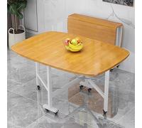 Portable Folding Dining Table with Drop Leaves and Swivel Wheels, Expandable Kitchen Table Space-Saving for Small Spaces (120 x 81 x 76 cm)