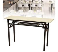 Portable Folding Dining Table with Storage Shelf & Metal FrameVersatile Computer Desk for Home Office Conference Training & Writing Workstation
