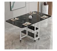 Portable Folding Dining Table with Wheels Space-Saving Console Table for 2-6 People Includes 2 Storage Shelves Ideal for Small Spaces Modern Kitchen & Dining Room Furniture