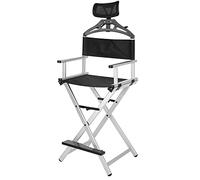 Portable Folding Director's Chair with Headrest - Lightweight Aluminum Frame for Professionals in Makeup, Filmmaking, and On-Set Use