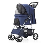 Portable Folding Dog and Cat Stroller for Small & Mum Pets One Hd STO Basket 360 Degree Swivel Front Wheel Pet Travel