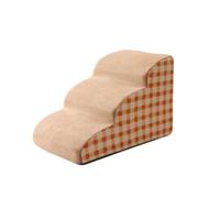 Portable Folding Dog Steps and Ramp for Bed Sofa High Density Foam Pet Stairs Small Dogs Cats Non Slip Washable Cover Included (3-Step,Pink)