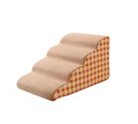 Portable Folding Dog Steps and Ramp for Bed Sofa High Density Foam Pet Stairs Small Dogs Cats Non Slip Washable Cover Included (4-Step,Pink)