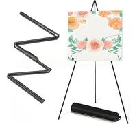 Portable Folding Easel, Selected Display Easel Stand for Wedding Sign, Adjustable 63in Tall Metal Poster Easel,Collapsible Tripod for Display Show, Wedding, Painting (Black)
