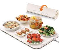 Portable & Folding Electric Warming Tray with Silicone Mat - Adjustable 60-100°C Temperature & Timer, Ideal Heating Plate for Parties, Camping, Restaurants & Travel