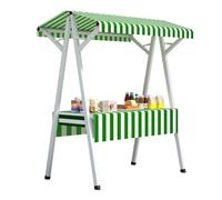 Portable Folding Food Cart with Wheels - Collapsible Farmers Market Stand Spacious Countertop for Events Easy Assembly Green (L 150 x W 60 CM)