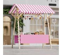 Portable Folding Food Cart with Wheels - Hot Dog, Coffee, Flower, Candy Stand for Outdoor Events - Commercial Wooden Concession Stand (C2 120x60x200)