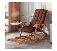 Portable Folding Footstool Deck Chair Adjustable Indoor Chaise Lounge with Armrests 5-Position Rocker Footrest & for Balcony & Patio Relaxation