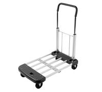 Portable Folding Four-Wheel Hand Cart - Quiet Flatbed Trolley for Easy Shopping Luggage Transport & Industrial Material Handling Tool