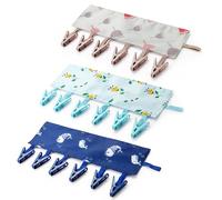 Portable Folding Hangers, Travel/Business Quick Drying Cloth/Camping Lanyard/Hat, Bath Towel, Socks Clothesline 6 Clips (Includes: 3 Fashion Pattern Quick Drying Racks, 18 Clips)
