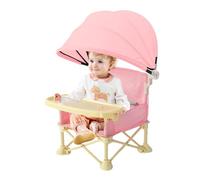 Portable Folding High Chair for Children - 31 x 31 x 37 cm Carbon Steel Removable Tray Sun Shade | Feeding Chair Travel Compact for Home Garden Camping Beach Picnic Italy Use