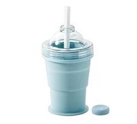 Portable Folding Ice Hockey Cup, One-Glass Ice Cubes Maker, One-Glass ICES Maker Handheld, 2-in-1 Foldable Silicone-Cup with Mold, Straw & Lid, Leakproof, for Drinks & Outdoor Use