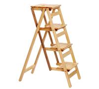Portable Folding Indoor Climbing Stool - 4-Step Wooden Ladder, Strong Step Stool for Bathroom & Shoe Changing, Sturdy High Stool for Home Use