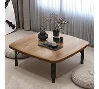 Portable Folding Japanese Coffee Table, 24in Brown Space-Saving Tea Table for Living & Dining Room, Vinta Design, Cact Foldable End Table