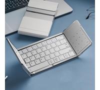 Portable Folding Keyboard with Rechargeable Numeric Keypad, Touchscreen & Numeric Control, Triple Bluetooth Connections for Laptops and Tablets, Ideal for Business and Travel