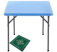 Portable Folding Mahjong Table - Square Game Table for Mahjong Poker & Domino - Perfect for Family Gatherings & Game Nights Grey Cloth Top Space-Saving Design