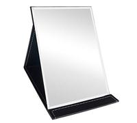Portable Folding Makeup Mirror with Adjustable Stand, PU Leather Vanity Table for Cosmetics Personal Beauty, X-Large