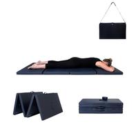 Portable Folding Massage Mat For Thai Shiatsu & Feldenkrais Therapy - Extra Wide & Lightweight Non-Slip With Handle & Carry Case - Thick Foam & Durable PU Upholstery For Yoga & Pilates (Black)