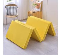 Portable Folding Mattress 8cm Thick - 4-Piece Washable Camping Bed with Removable Cover, Yellow, 90x200cm - Ideal for Travel, Guest Sleepovers, Floor Use & Outdoor Adventures