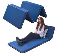 Portable Folding Mattress4Piece Lightweight Travel Bed 5cm/8cm Height Washable Removable Cover Ideal for Camping & Car Storage Blue 60x200x8cm