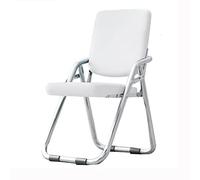 Portable Folding Metal Chair with Padded Seat and Leather Backrest - Comfortable Folding Stool for Dining, Conference Room, or Office (Black, 75 cm)