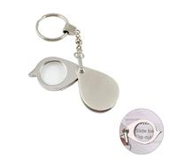 Portable Folding Metal Magnifying Glass Keychain - 15X Pocket Magnifier for Reading, Jewelry, Travel