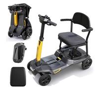 Portable Folding Mobility Scooter,4 Wheel Lightweight Mobility Scooters for Adults,Front and Rear Storage Baskets,Net Weight 17Kg/37.4Lbs,Dual Removable Lithium Batteries A