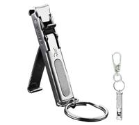 Portable Folding Nail Clipper - Ultra Thin Stainless Steel Keychain Tool | 3Cr13 Stainless Steel 12x60mm Fold Wide Mouth Built In File Key Ring Compact Fingernail Toe Nail Trimmer Travel Kit