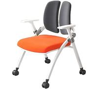 Portable Folding Office Chair with Wheels - Comfortable Double Back Design for Study and Conference Room, Ideal for Home and Office Use