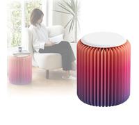 Portable Folding Paper Stool, Kraft Paper Multifunction Round Foot Stool Side Table, Accordion Design for Living Room, Dining Room