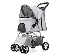 Portable Folding Pet Stroller for Small & Mum Dogs and Cats One Hand Easy Maneuver 360° Swivel Front Wheel STO Basket Lightweight & Convenient Travel Solut