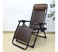 Portable Folding Rattan Reclining Lounge Chair Heavy-Duty Adjustable Chaise for Pool Beach & Lawn Sunbathing - Indoor/Outdoor Comfort (Color: Round Tube)