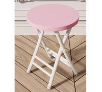 Portable Folding Round Bar Stool | 45cm Lightweight Design Without Backrest | Easy Fold and Compact for Home Office Dining Events (Pink)