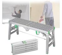 Portable Folding Scaffold Tower Ladder - Adjustable Height Work Platform, 400 lbs Capacity, 5-Posit Stool Bench for Home, Construct, DIY, Heavy-Duty Use